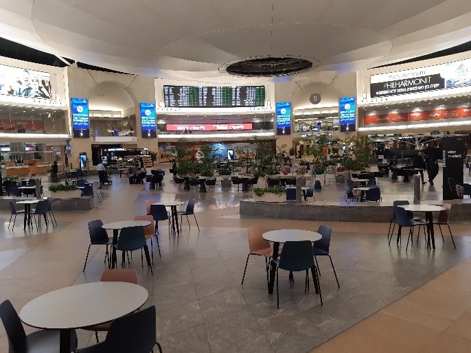אולם הנוסעים בנתב"ג (טרמינל 3) בזמן קורונה